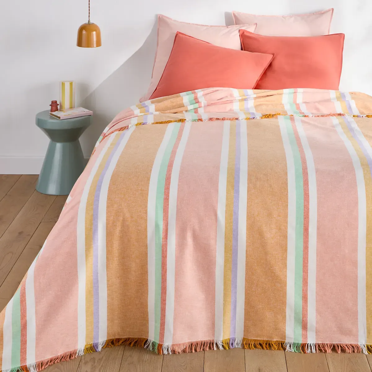 Maisie Striped Bedspread - Multicolour, Linen/Cotton product