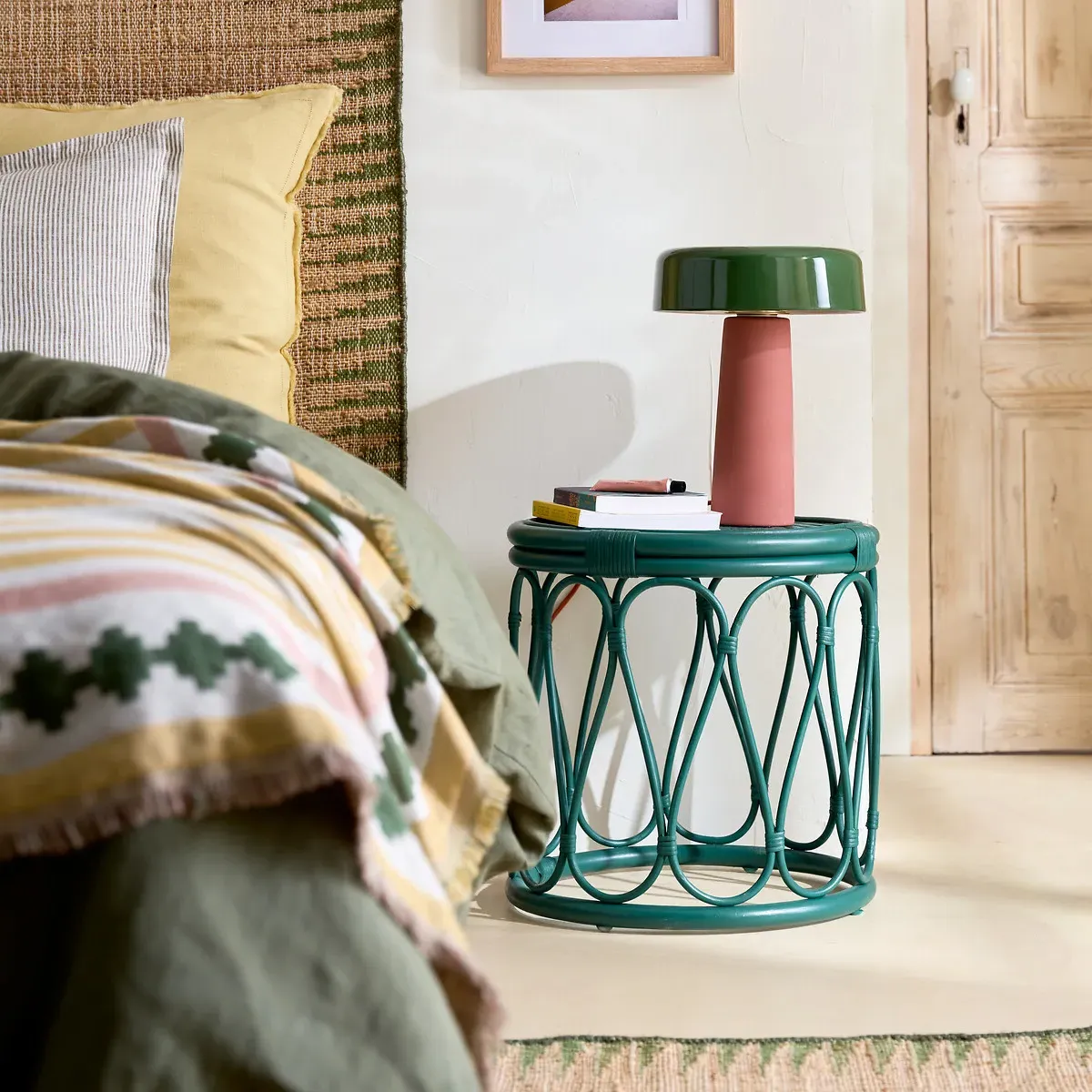 Malu Round Rattan Side Table - Natural alternate view