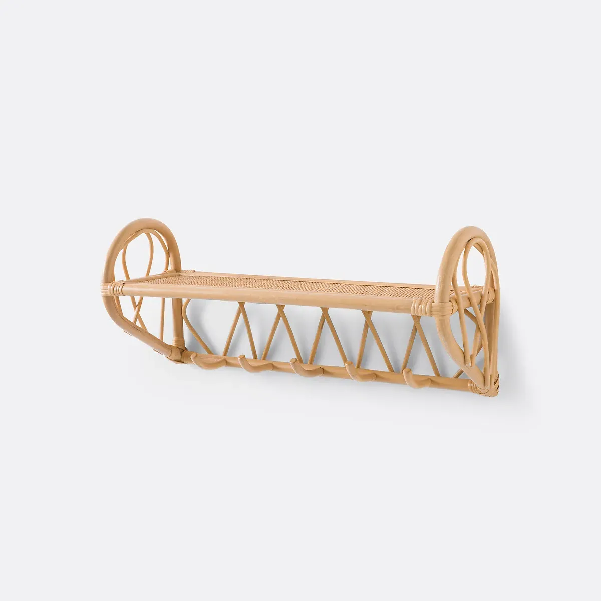 Malu Wall Rack with 5 Hooks - Natural, Rattan product