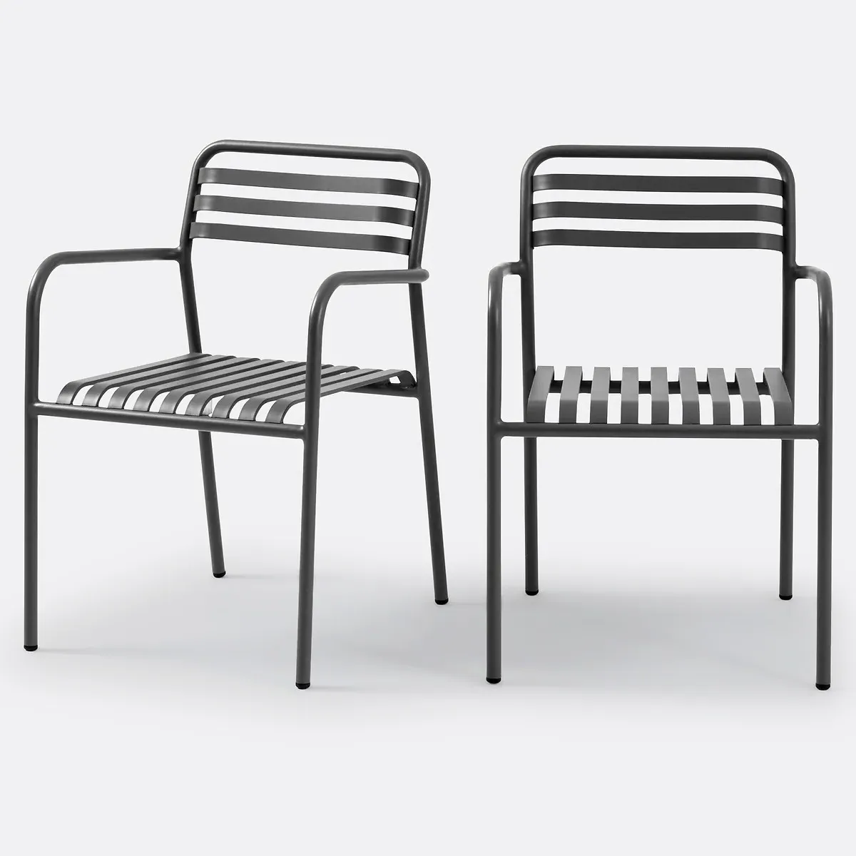 Manni Set of 2 Stackable Garden Armchairs - Charcoal, Aluminium product