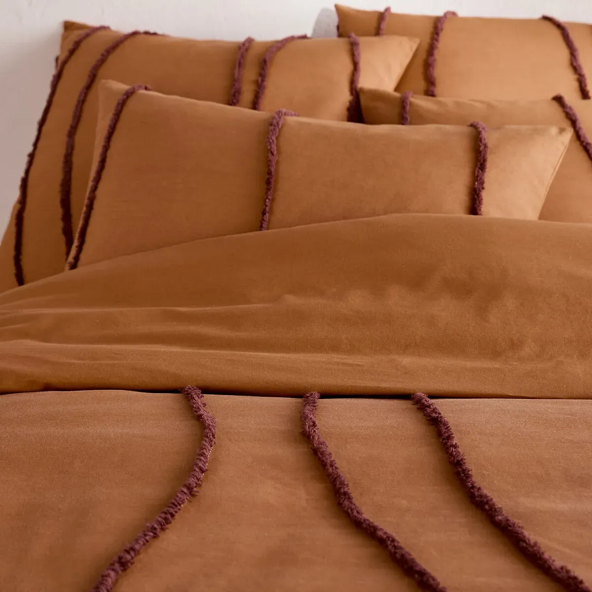 Mansur Tufted Duvet Cover - Caramel, Cotton alternate view