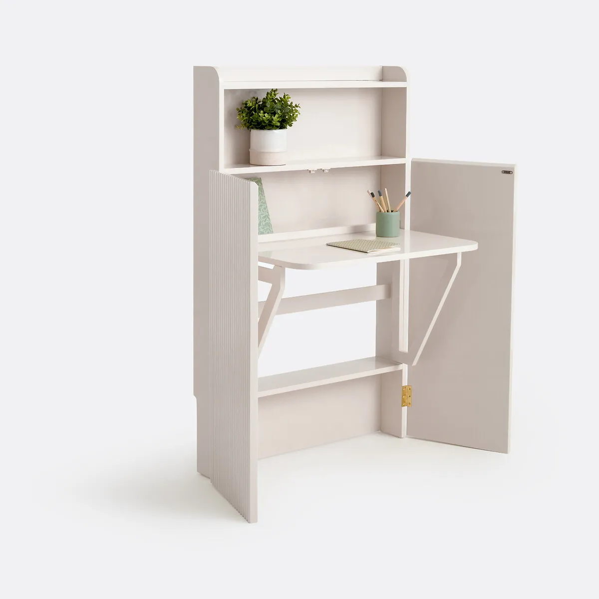 Maoro Fold-Down Desk with Shelving Unit - Beige product