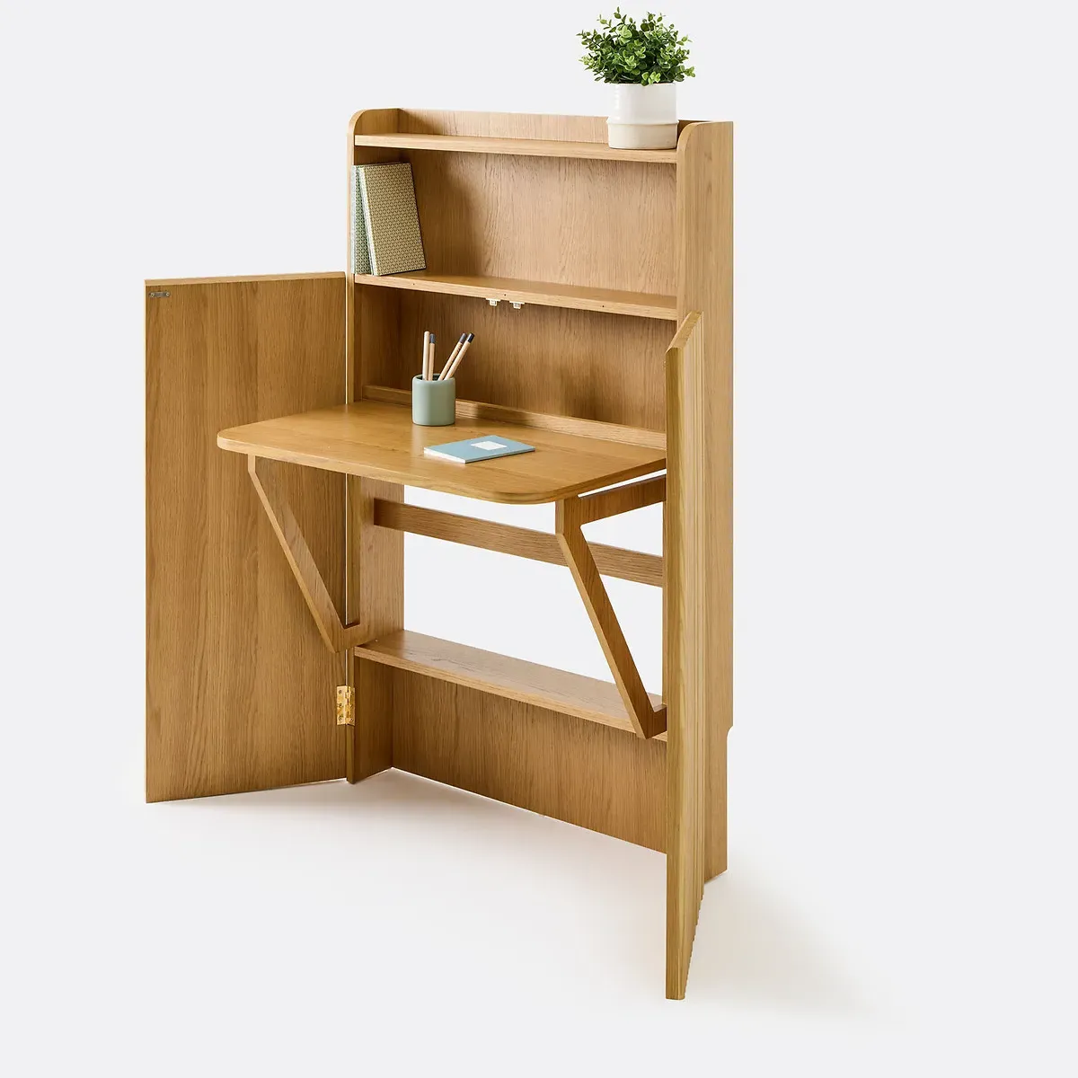 Maoro Fold-Down Shelf Unit Desk - Oak product