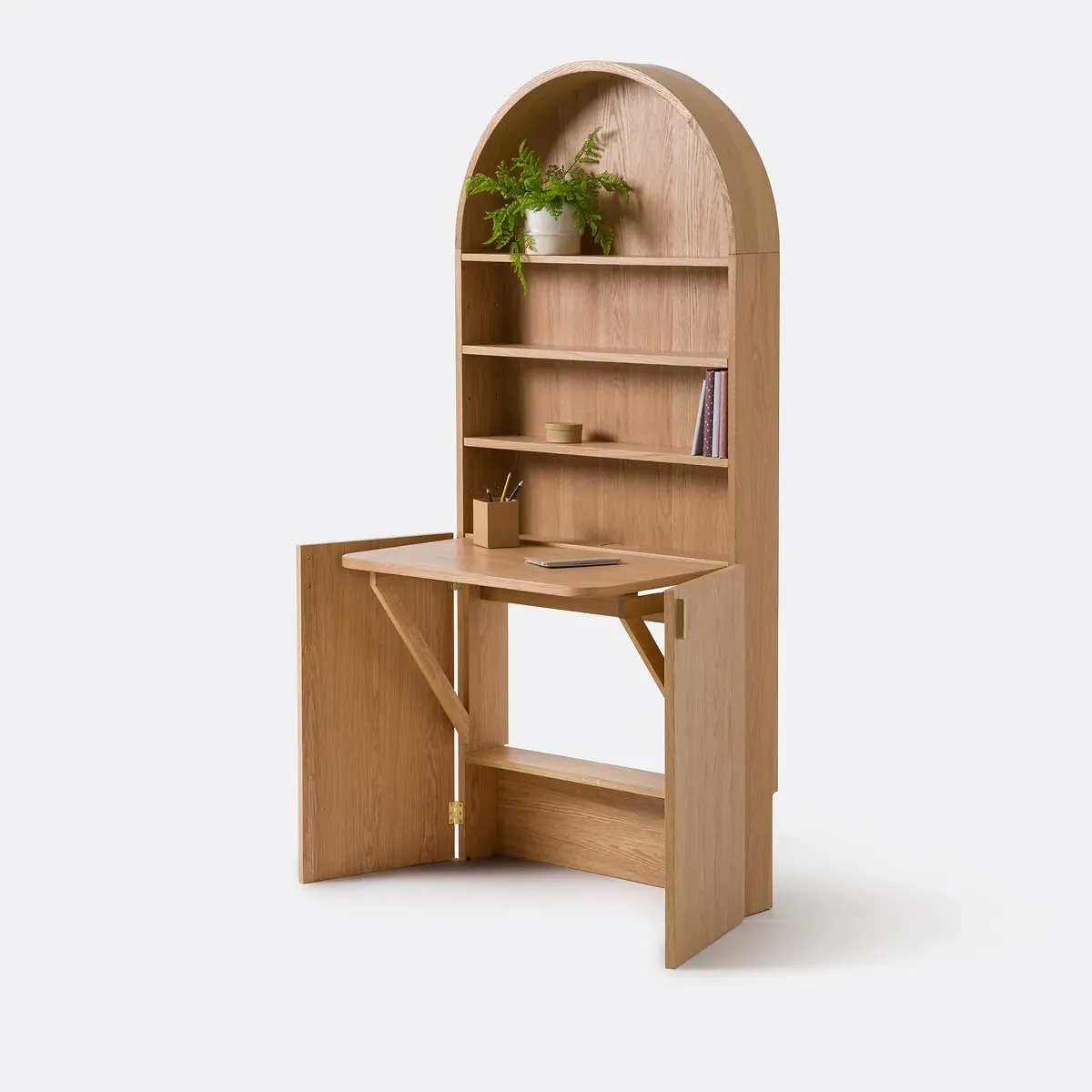 Marcela Bookcase with Hideaway Desk - Oak, Plywood product