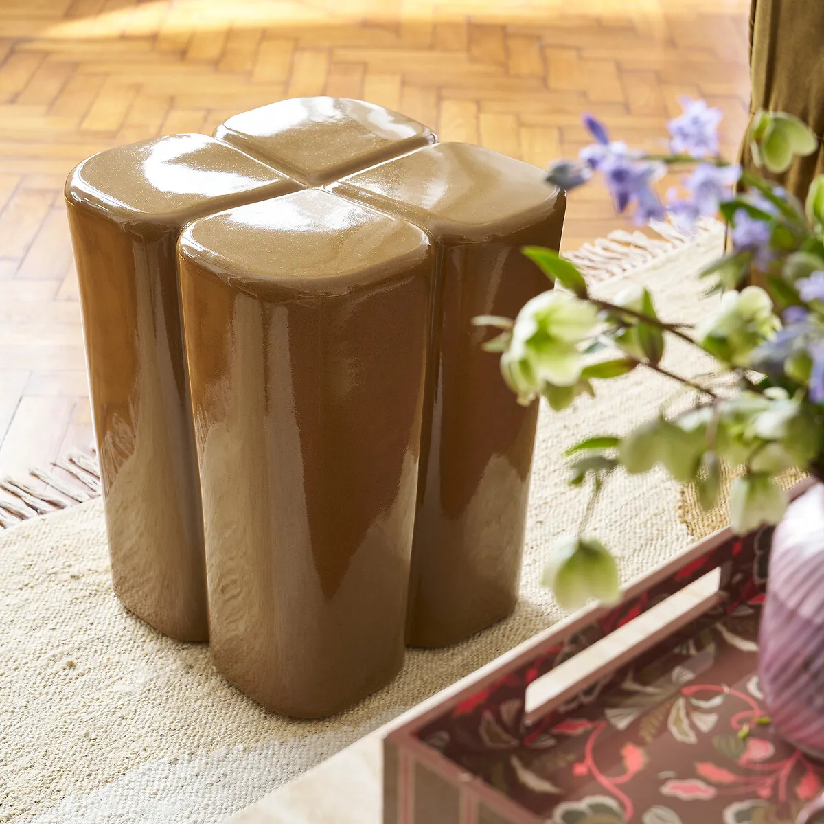 Mariane Flower-Shaped Ceramic Side Table - Bronze alternate view