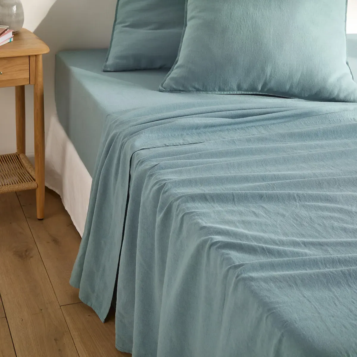 Marnie Flat Sheet - Grey Blue, Washed Cotton Linen alternate view