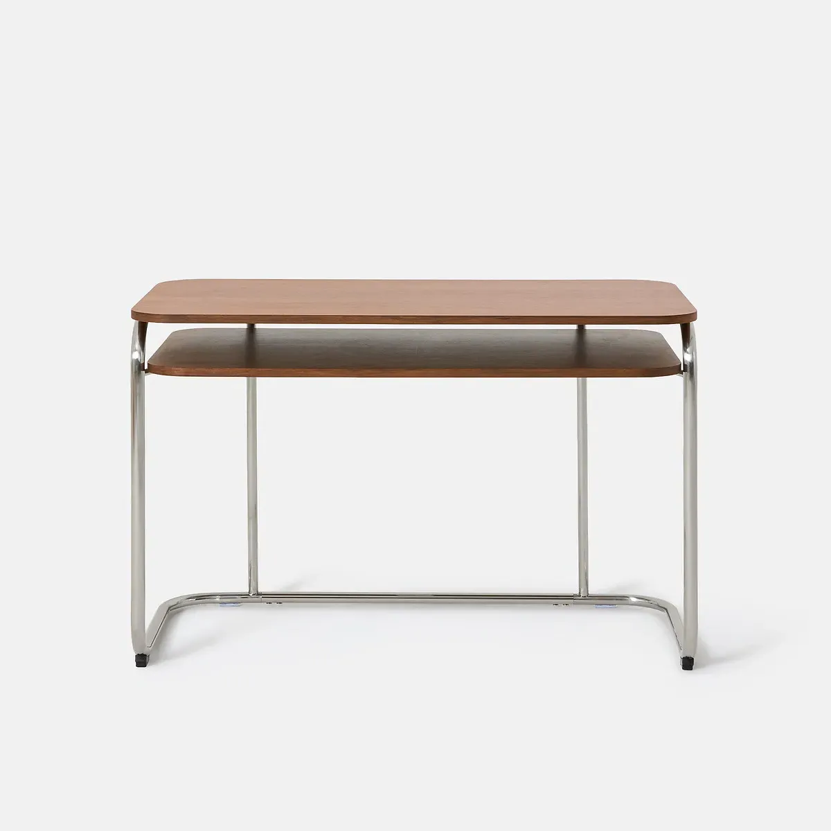 Marsso Two-Tier Desk - Walnut Veneer, Polished Steel alternate view