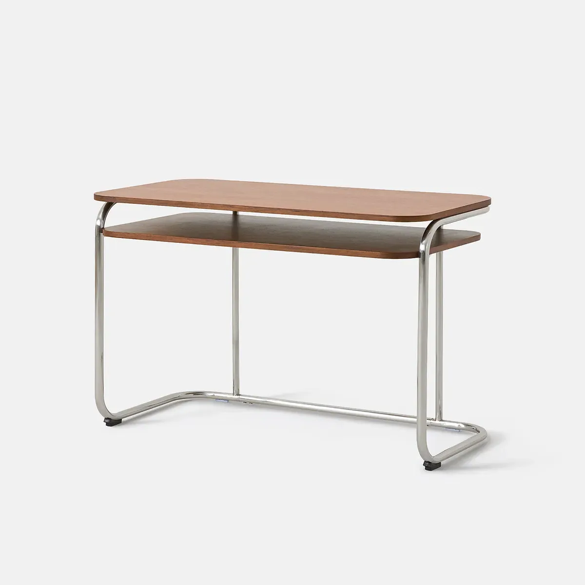 Marsso Two-Tier Desk - Walnut Veneer, Polished Steel product