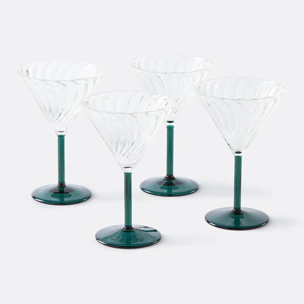 Marty Set of 4 Stemmed Glasses - Blue-Green, Borosilicate Glass product