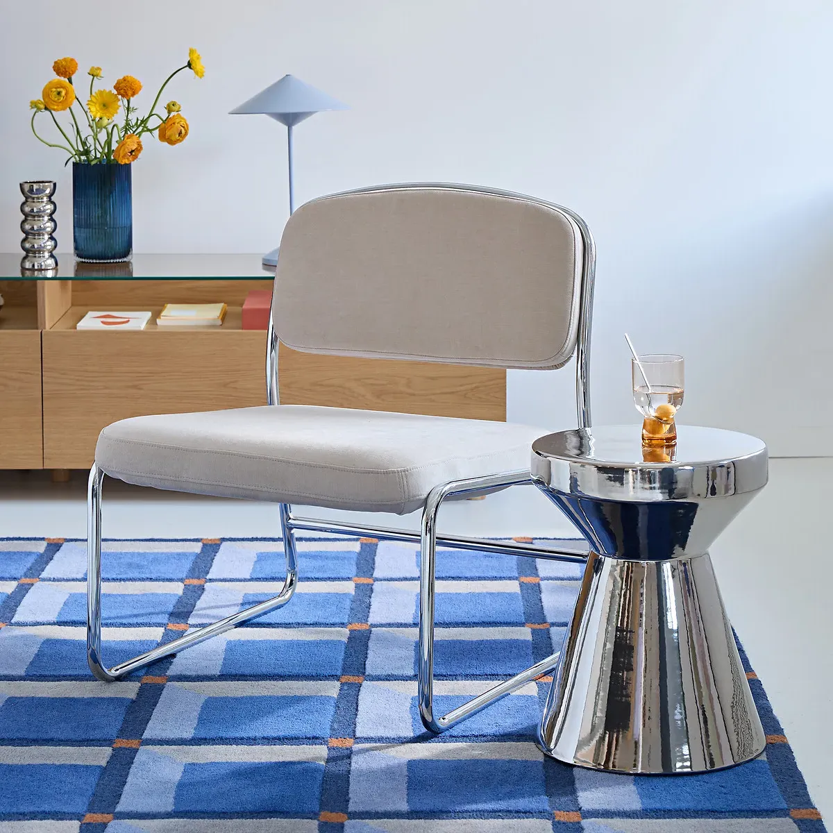 Matmat Round Side Table - Chrome, Ceramic alternate view