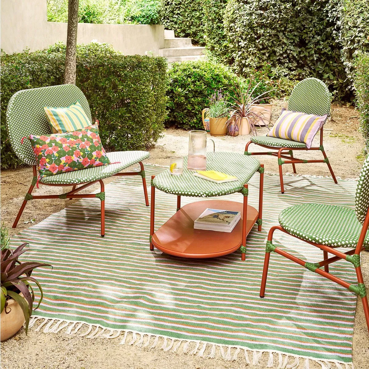 Matu 2-Tier Coffee Table - Green, Woven Resin alternate view