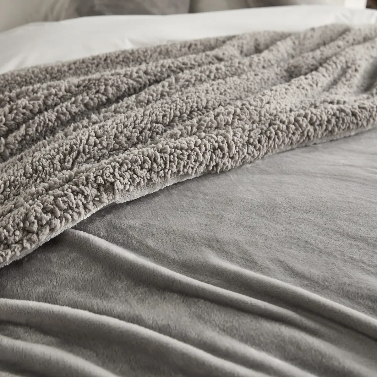 Maxine Fleece Bedspread - Grey, Polyester alternate view