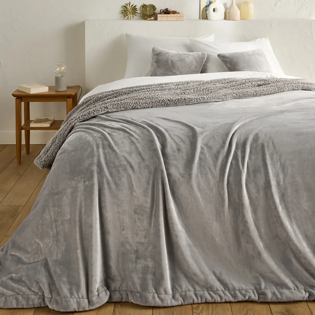 Maxine Fleece Bedspread - Grey, Polyester product