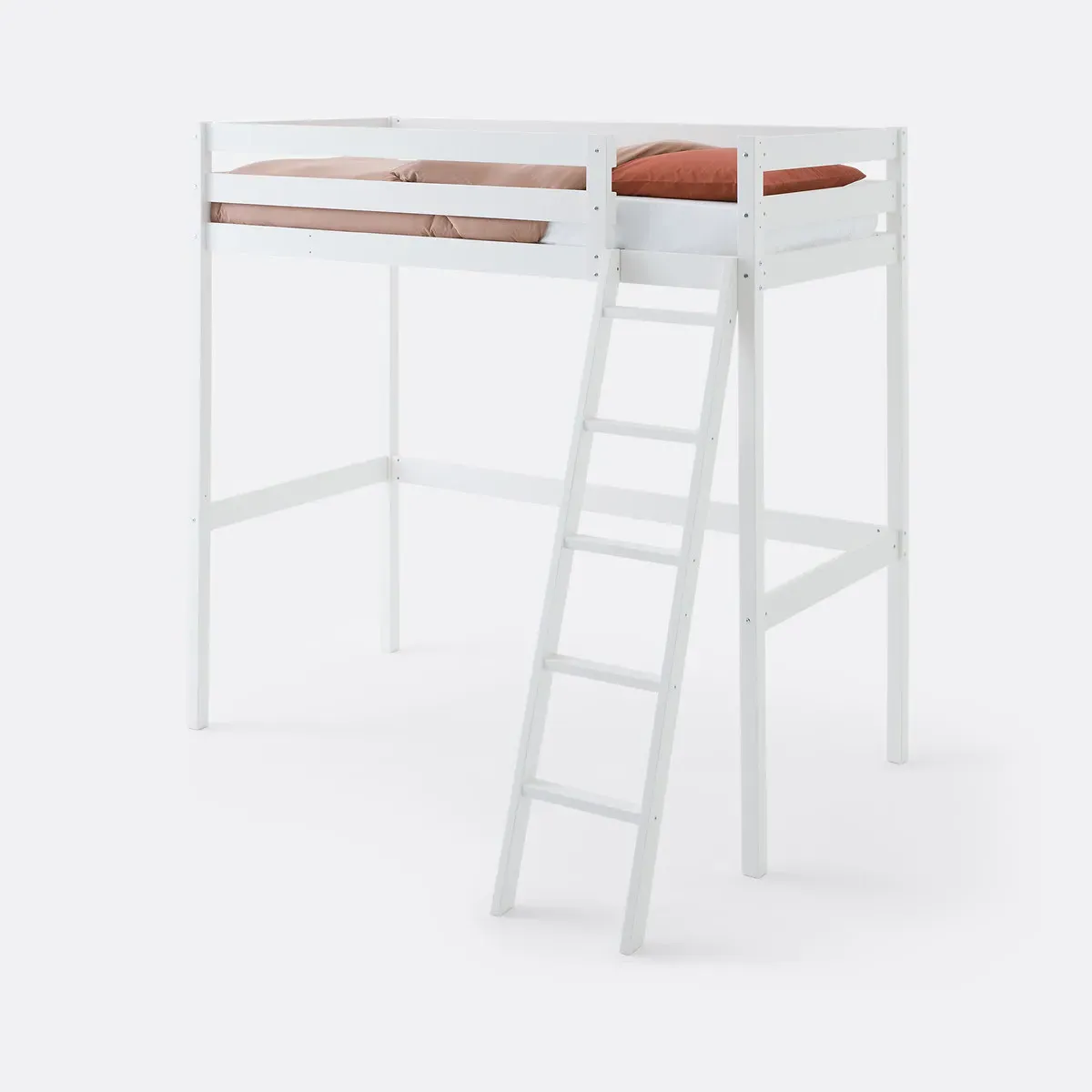 Maysar Single High Sleeper Bed with Bed Base - White, Pine product