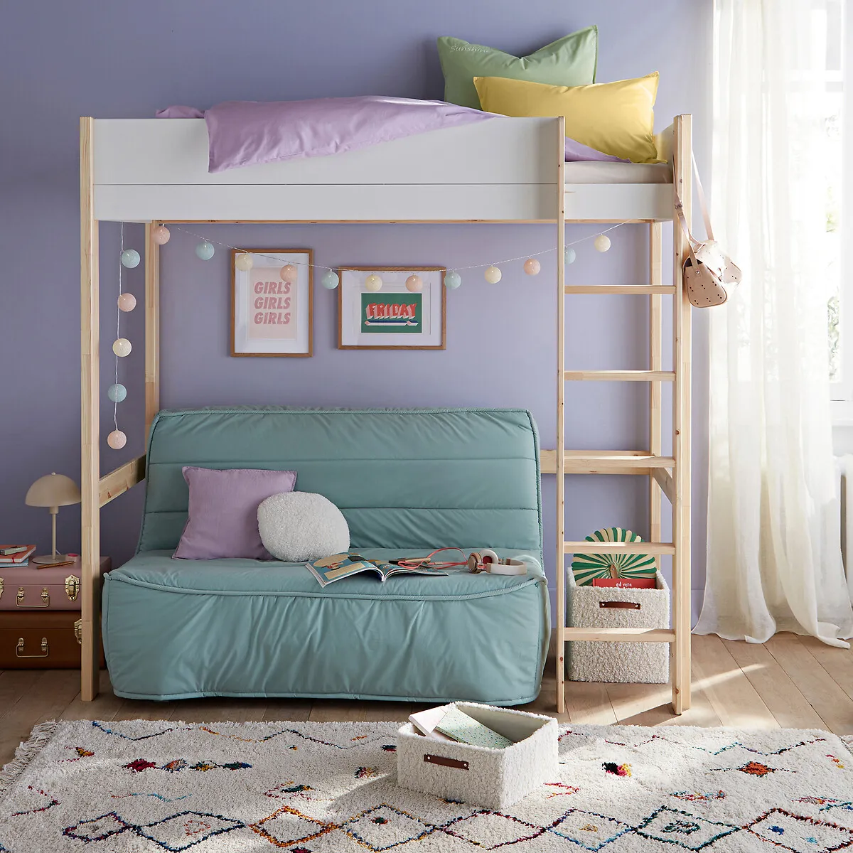 Meeting Single Loft Bed - White, Solid Pine alternate view