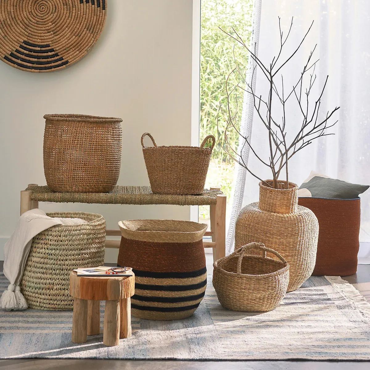 Megami Woven Straw Basket - Natural alternate view