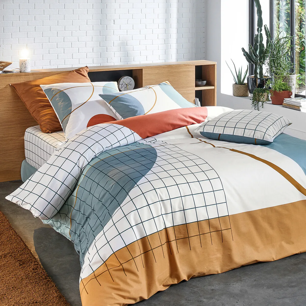 Melbourne Geometric Cotton Pillowcase - Multi-Coloured alternate view