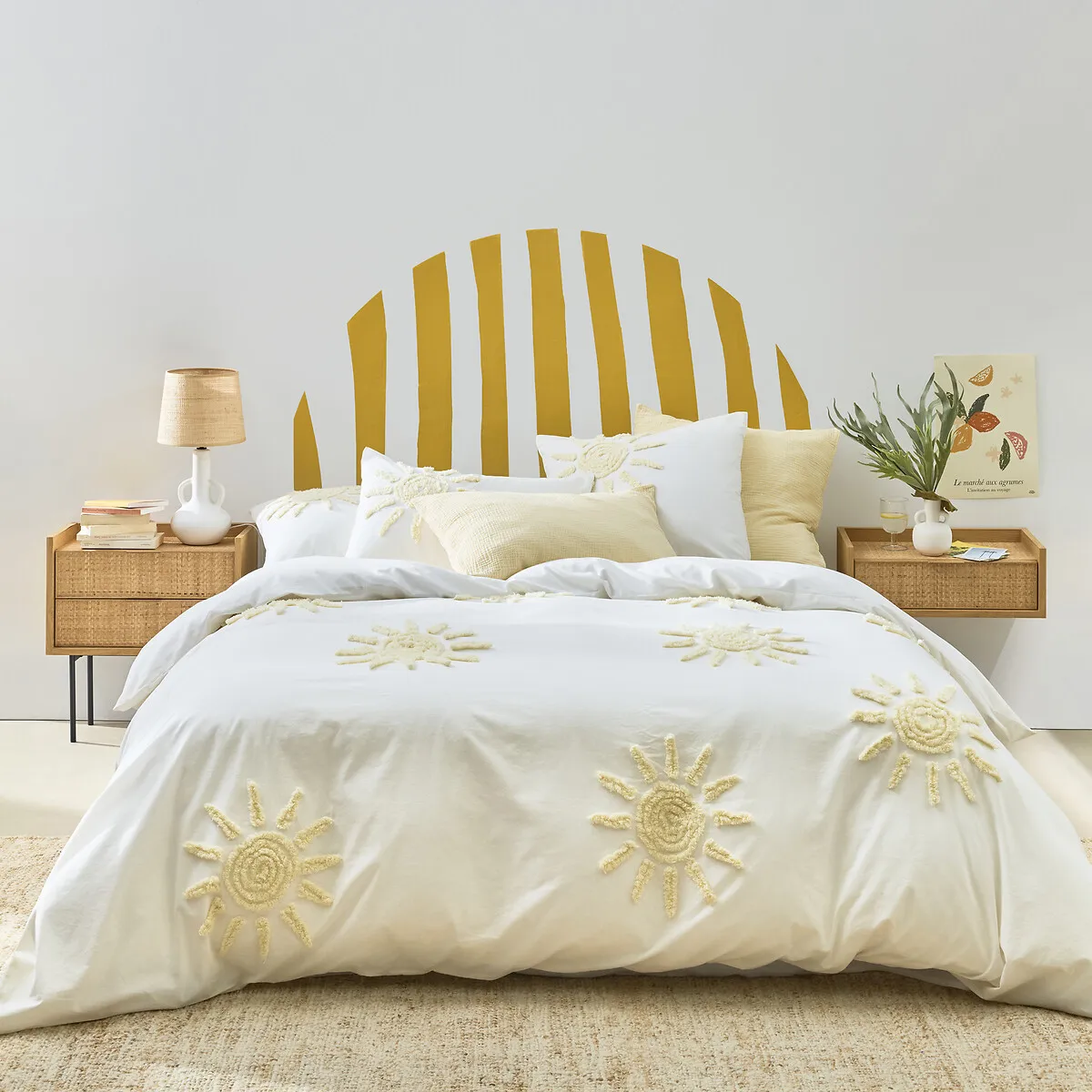 Melenaos Tufted Duvet Cover - White, Cotton product