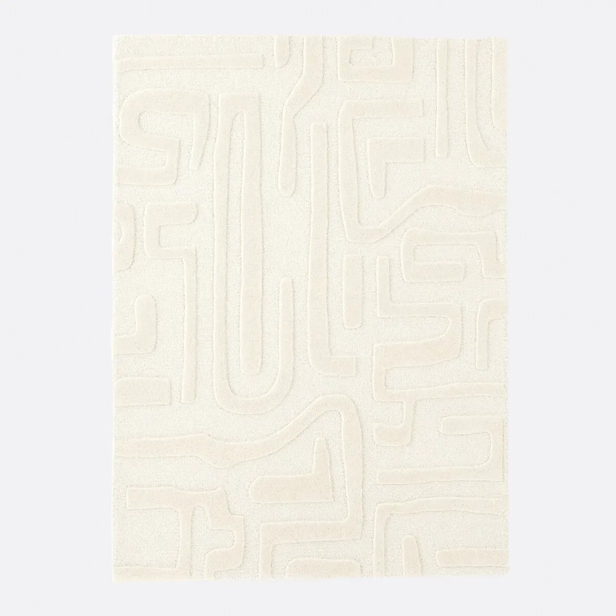 Melko Graphic Print Rug - Ecru, Wool product