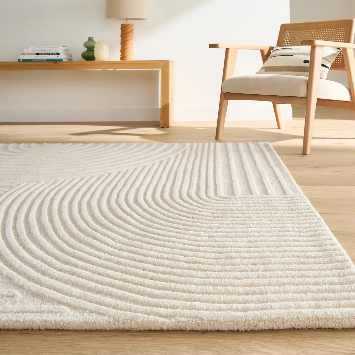 Melko Graphic Print Wool Rug - Ecru product