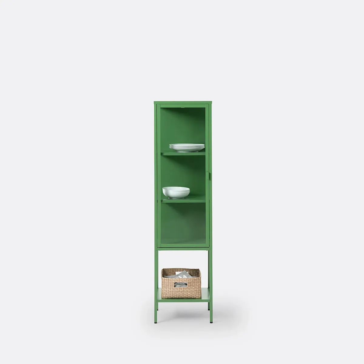 Melora 1-Door Display Case - Green, Steel alternate view