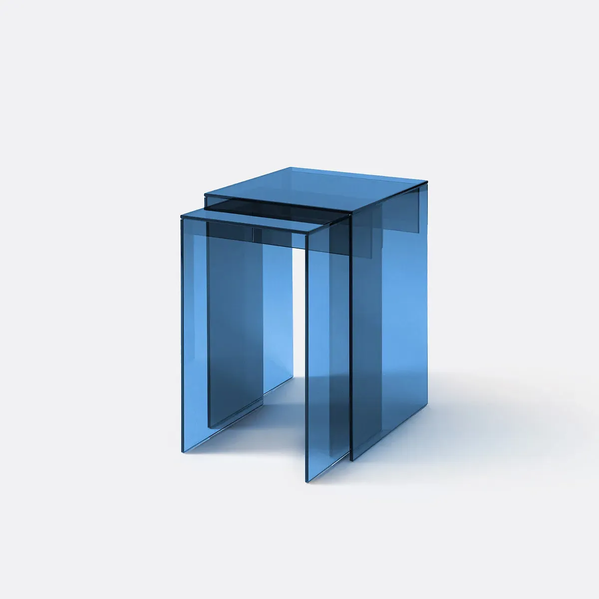Mendo Set of 2 Nesting Side Tables - Blue, Tempered Glass product