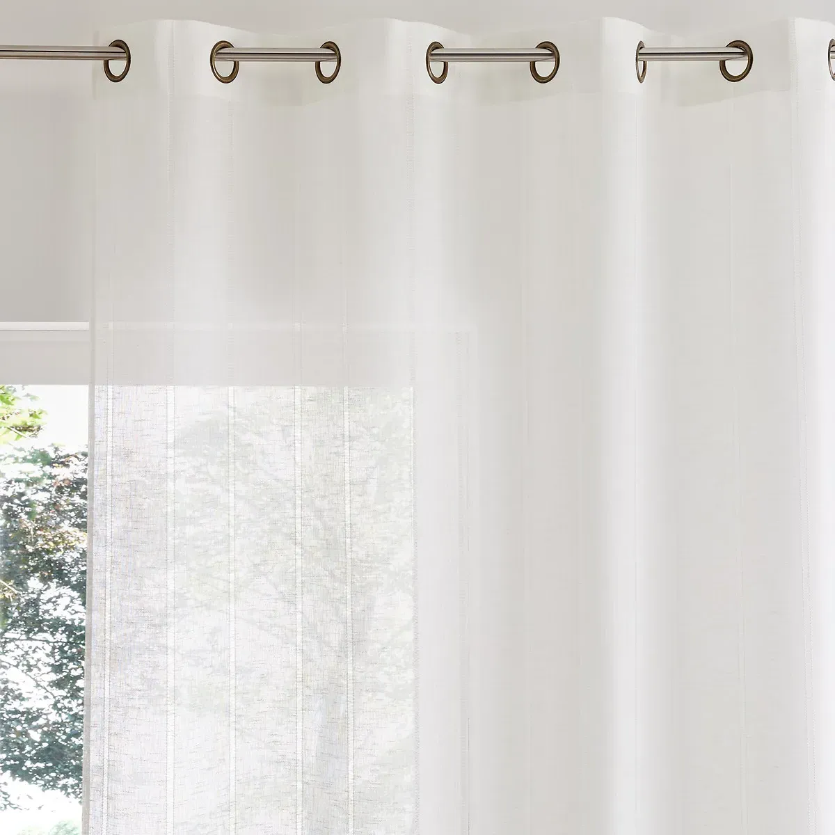 Mercy Eyelet Voile Curtain - White, Polyester & Linen alternate view