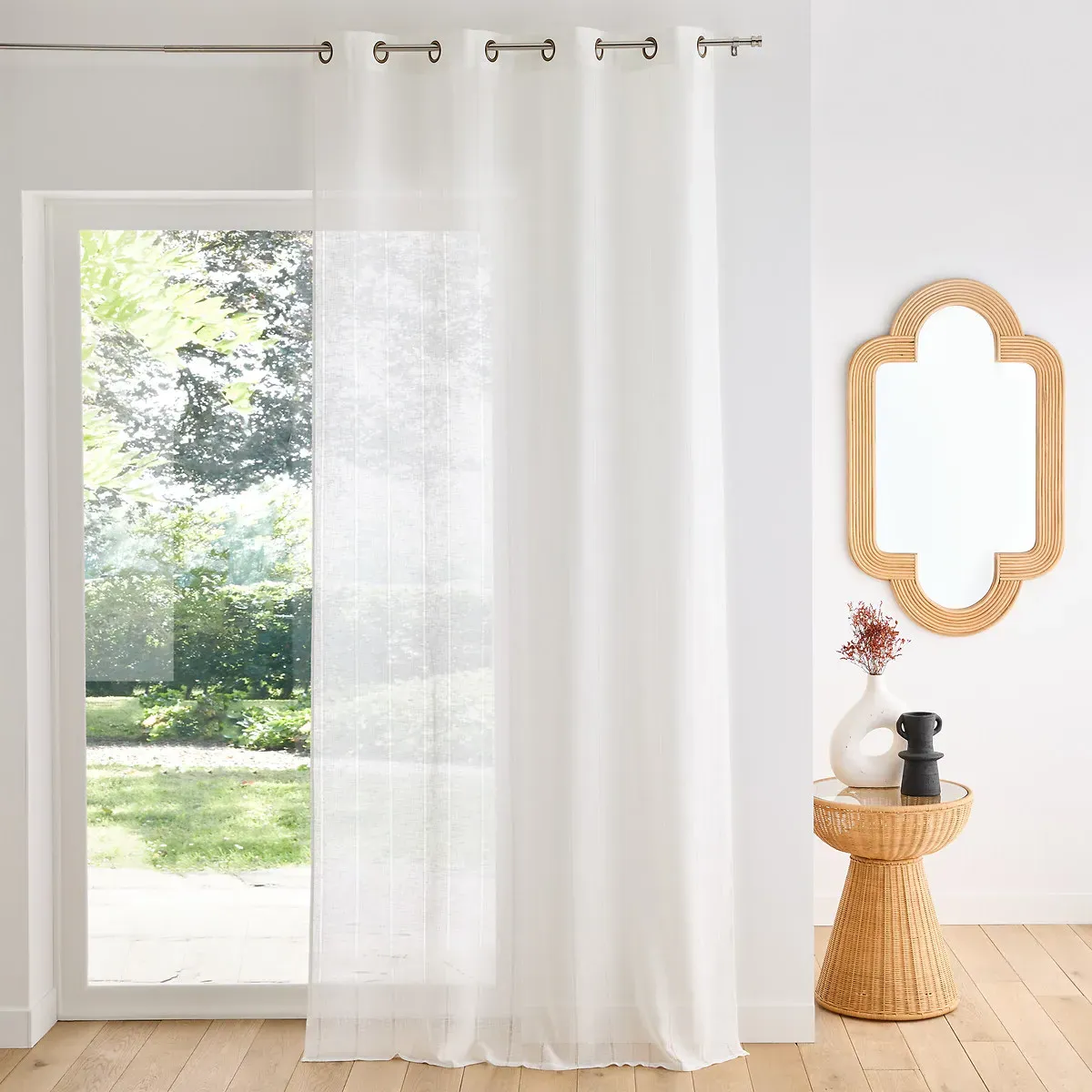 Mercy Eyelet Voile Curtain - White, Polyester & Linen product