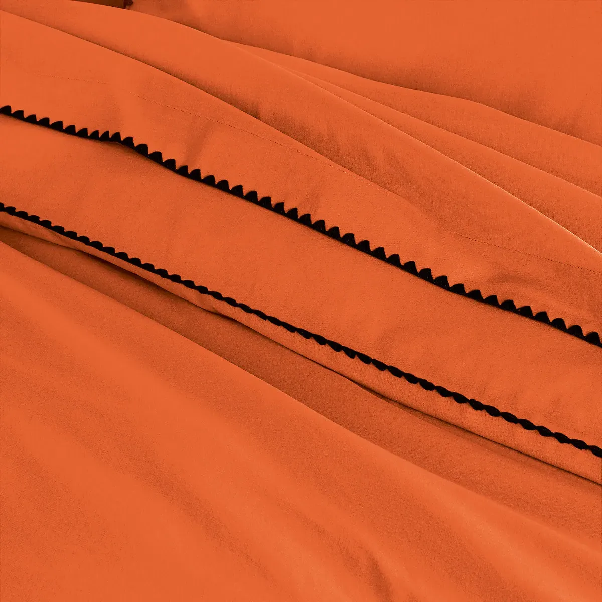 Merida Embroidered Duvet Cover - Orange, Washed Cotton alternate view