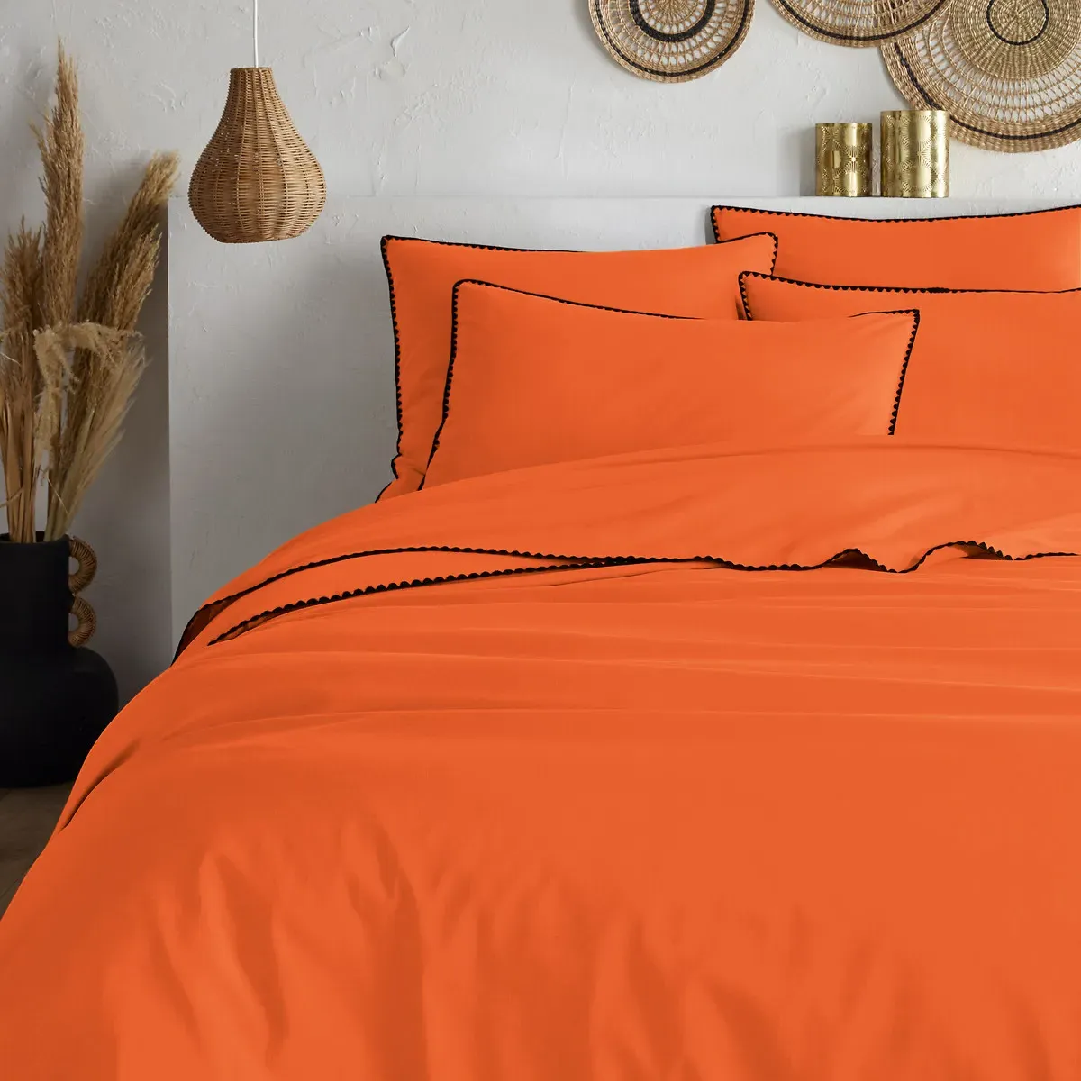 Merida Embroidered Duvet Cover - Orange, Washed Cotton product