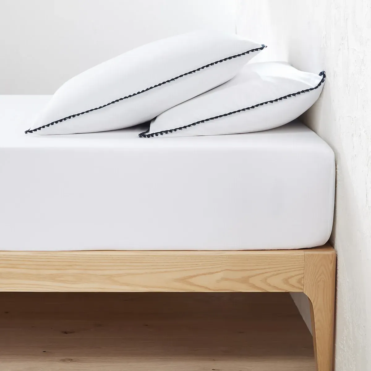 Merida Fitted Sheet with 25cm Depth - White, Washed Cotton product