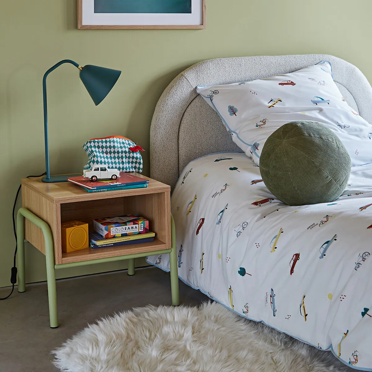 Merlin Bedside Table with Storage - Natural, Steel alternate view