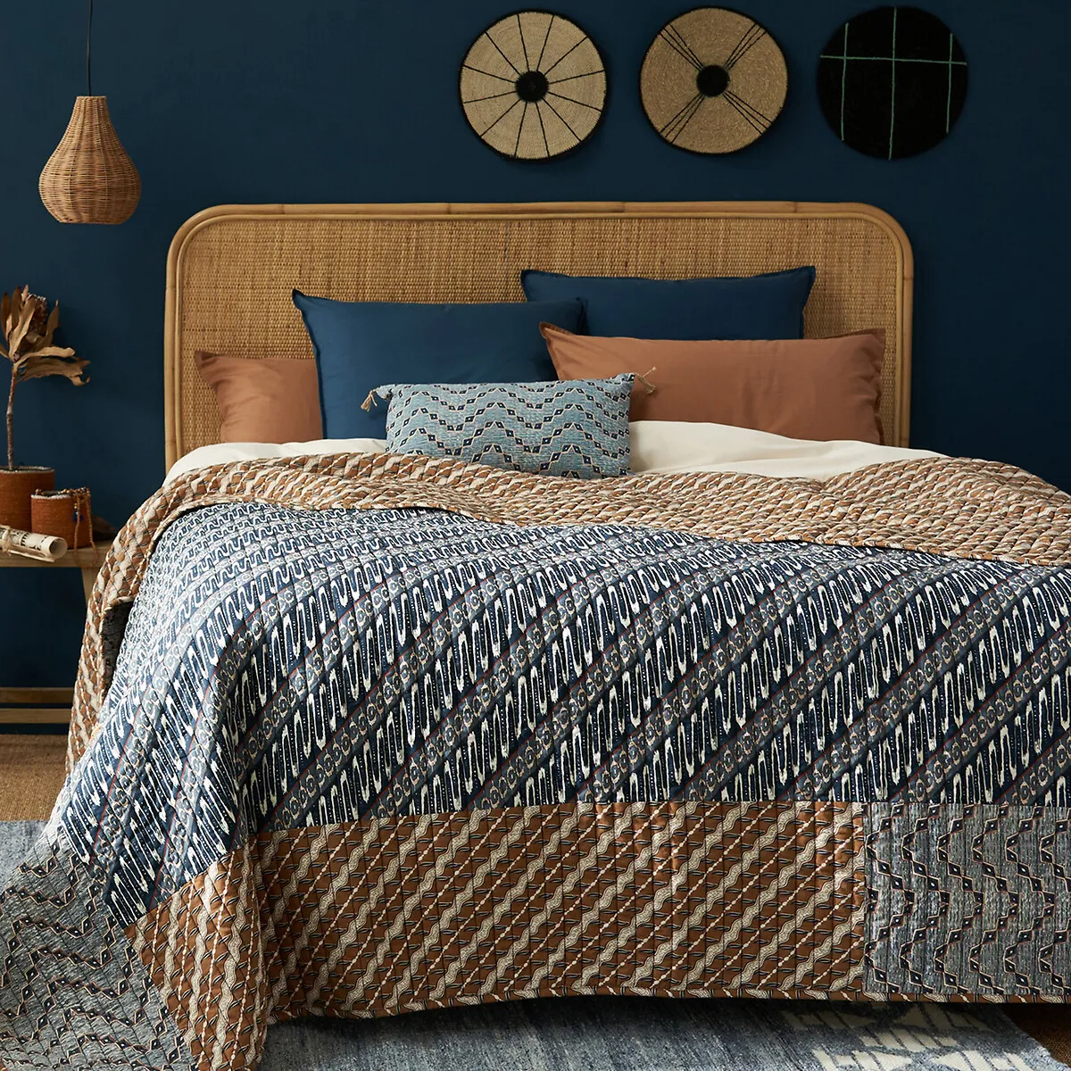 Midako Kantha Bedspread - Blue, Washed Cotton product