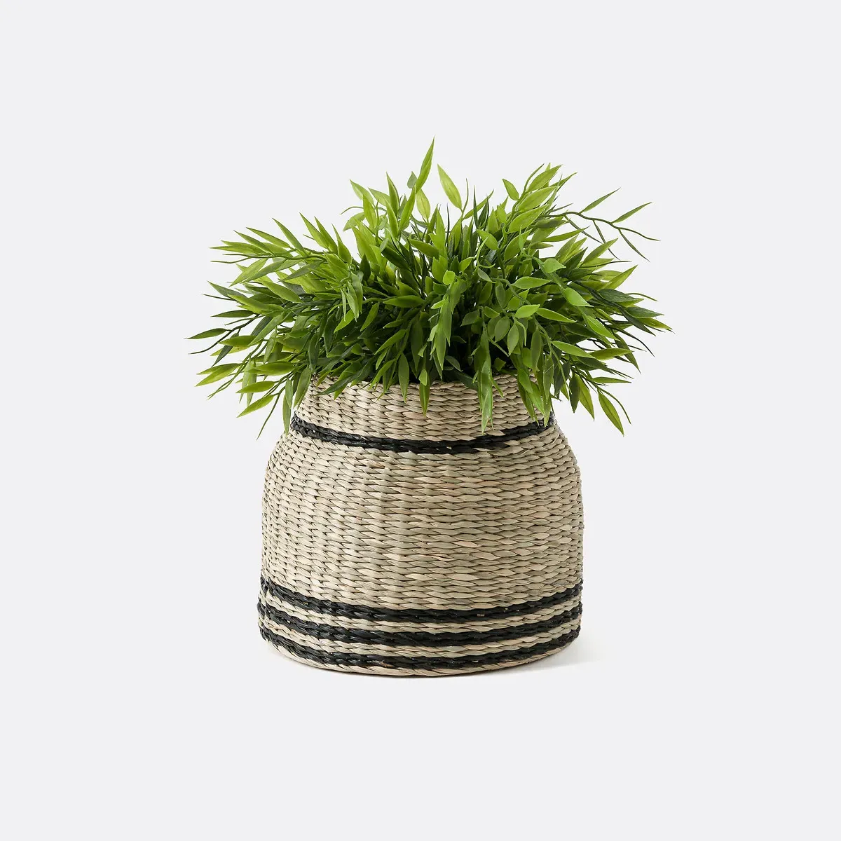 Mila Round Woven Straw Pot - Natural, Black product