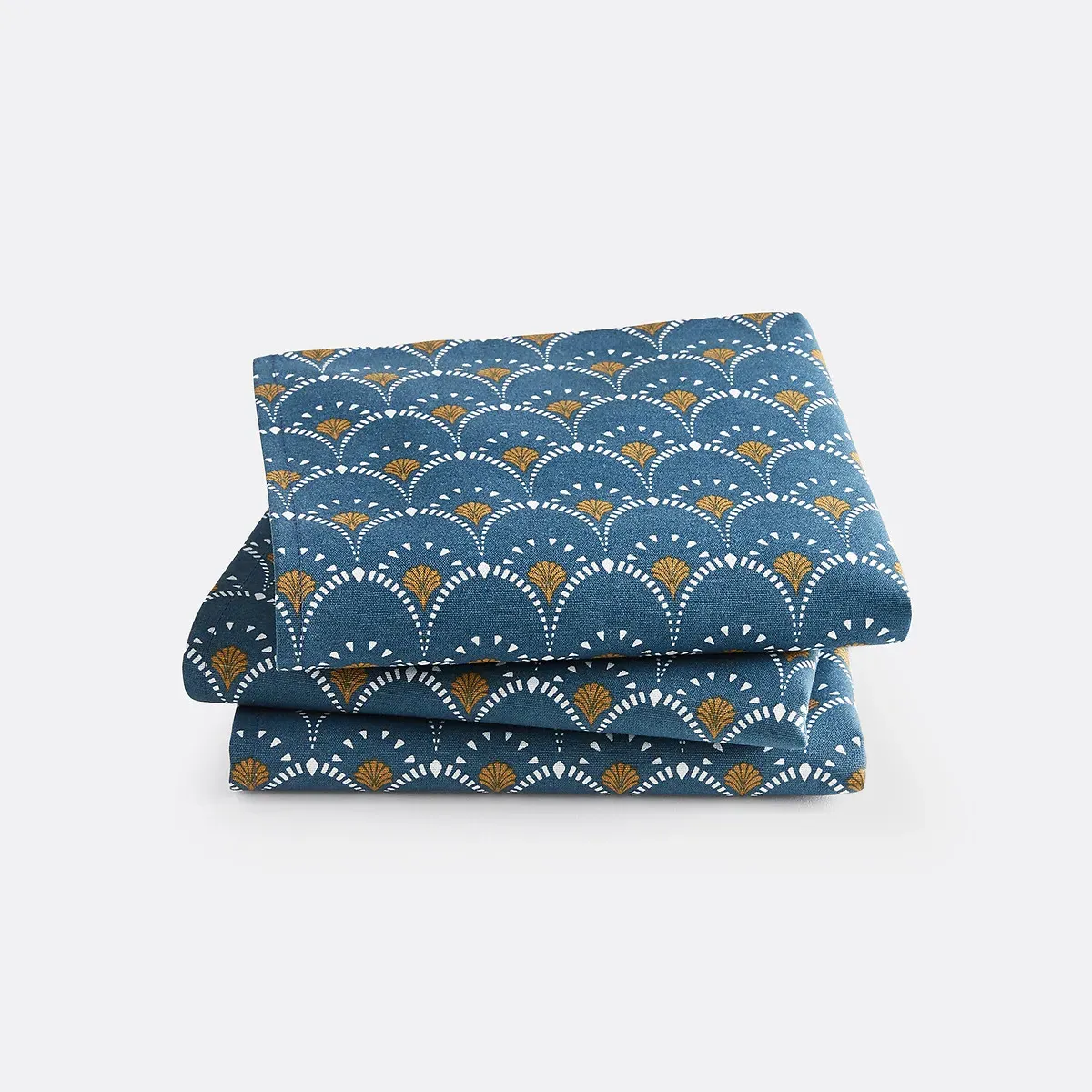 Mina Set of 3 Patterned Table Napkins - Prussian Blue, Cotton product