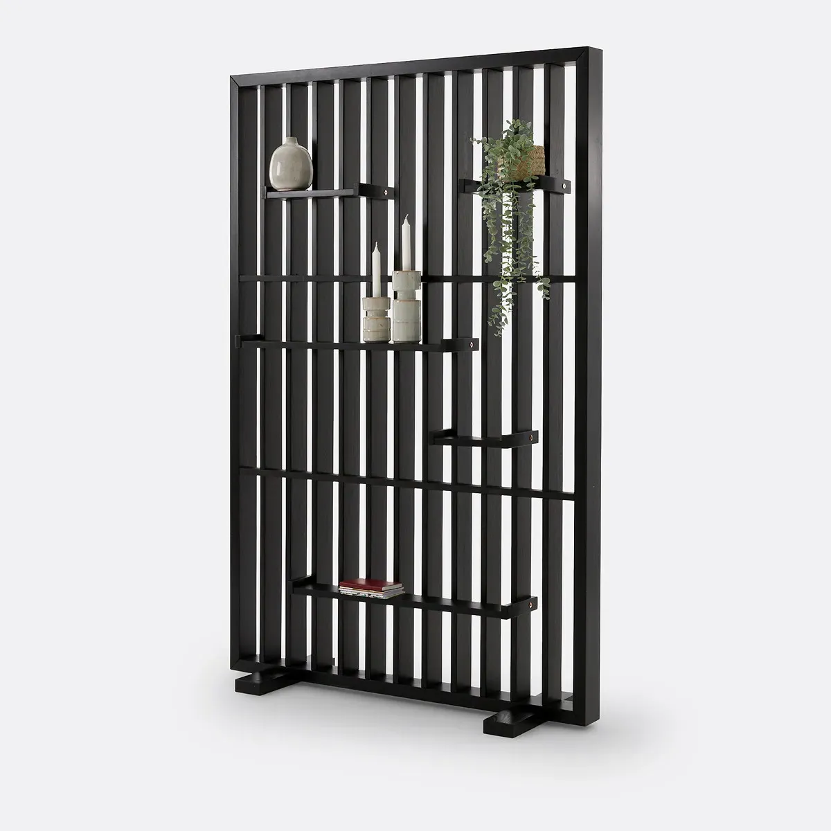 Mineva Partition Shelf - Black, Solid Pine product