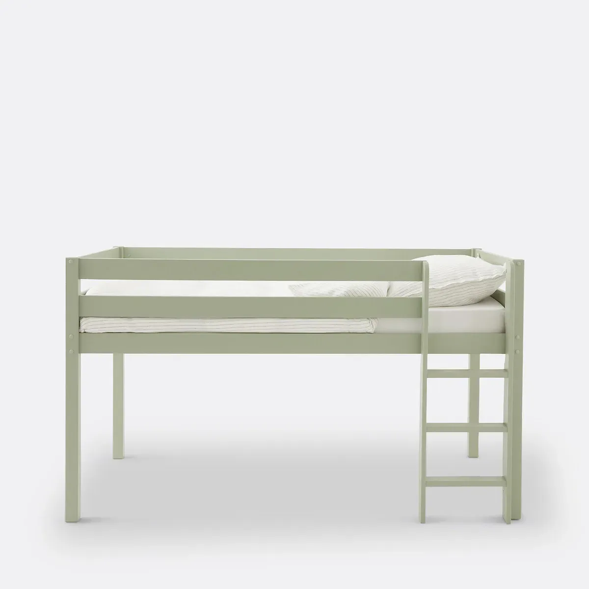 Mirka Mid-Height Bed with Ladder - Green, Solid Pine alternate view