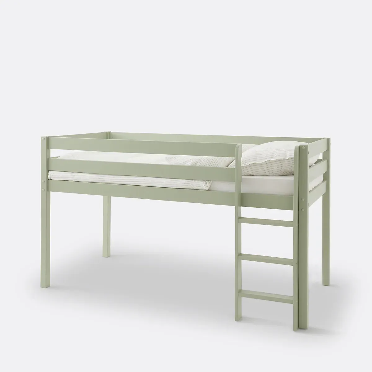 Mirka Mid-Height Bed with Ladder - Green, Solid Pine product