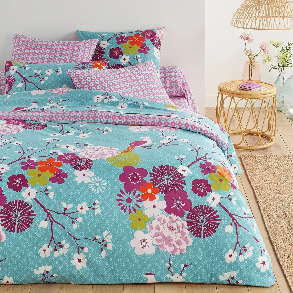 Miss China Flat Sheet - Blue, Cotton alternate view