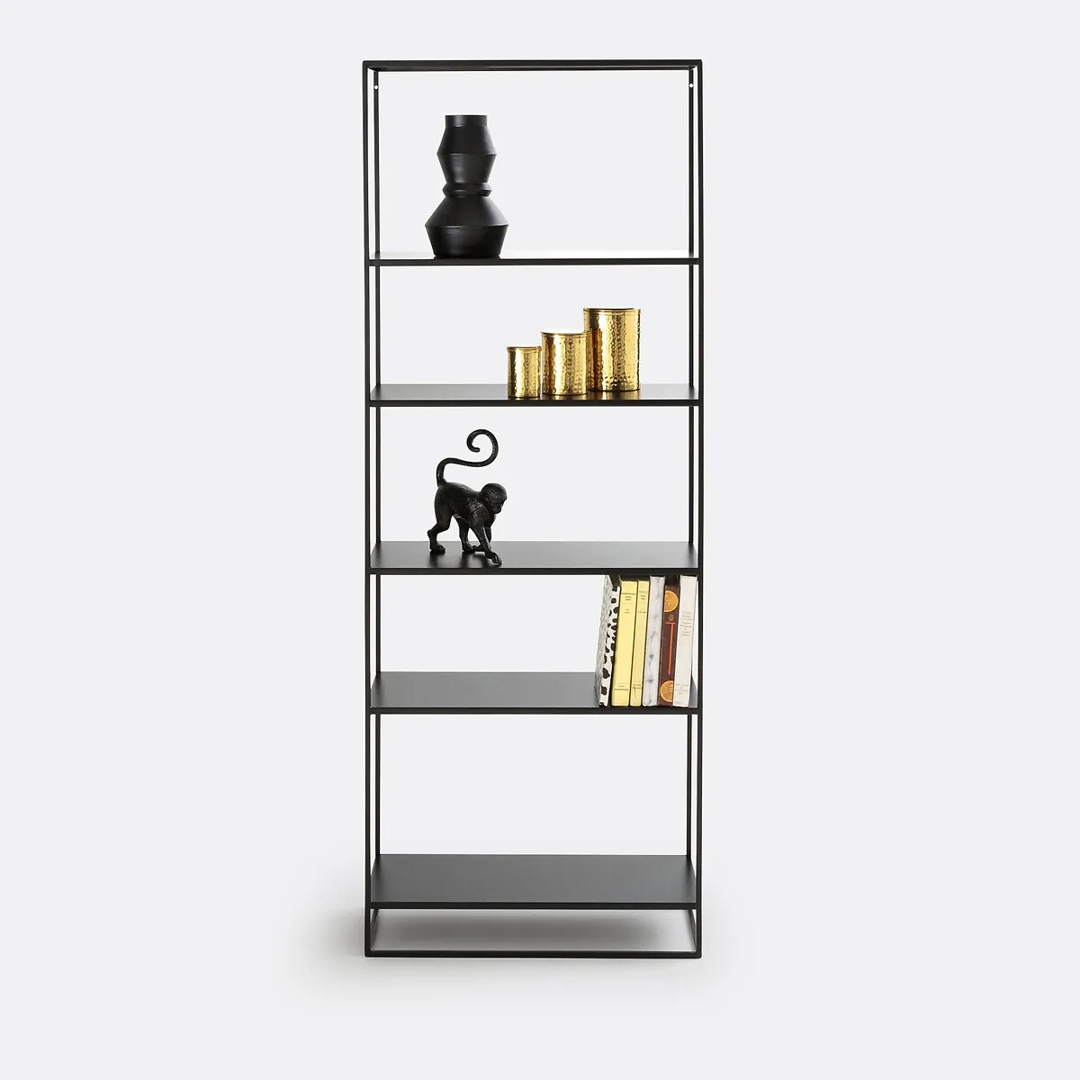 Miva 6-Shelf Bookcase - Black, Steel alternate view