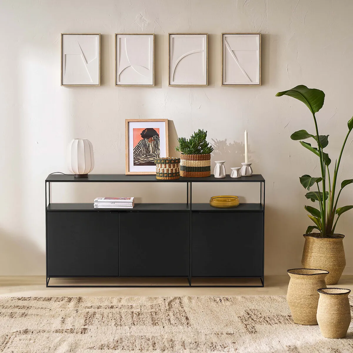 Miva Steel Sideboard with Storage - Black alternate view