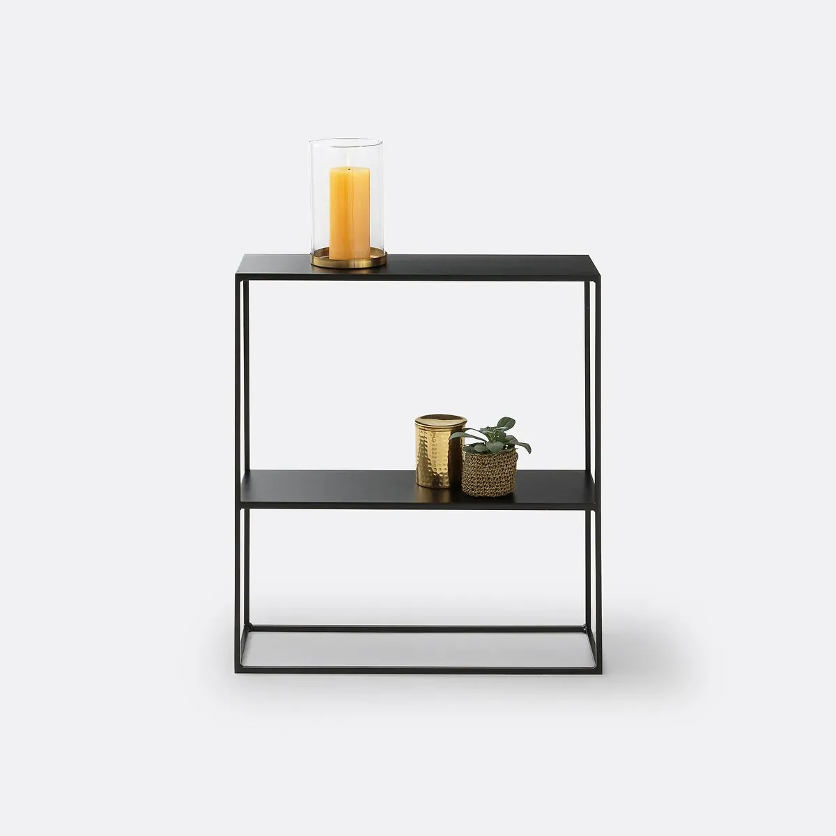 Miva Two-Tier Wall-Fix Console Table - Black, Steel alternate view