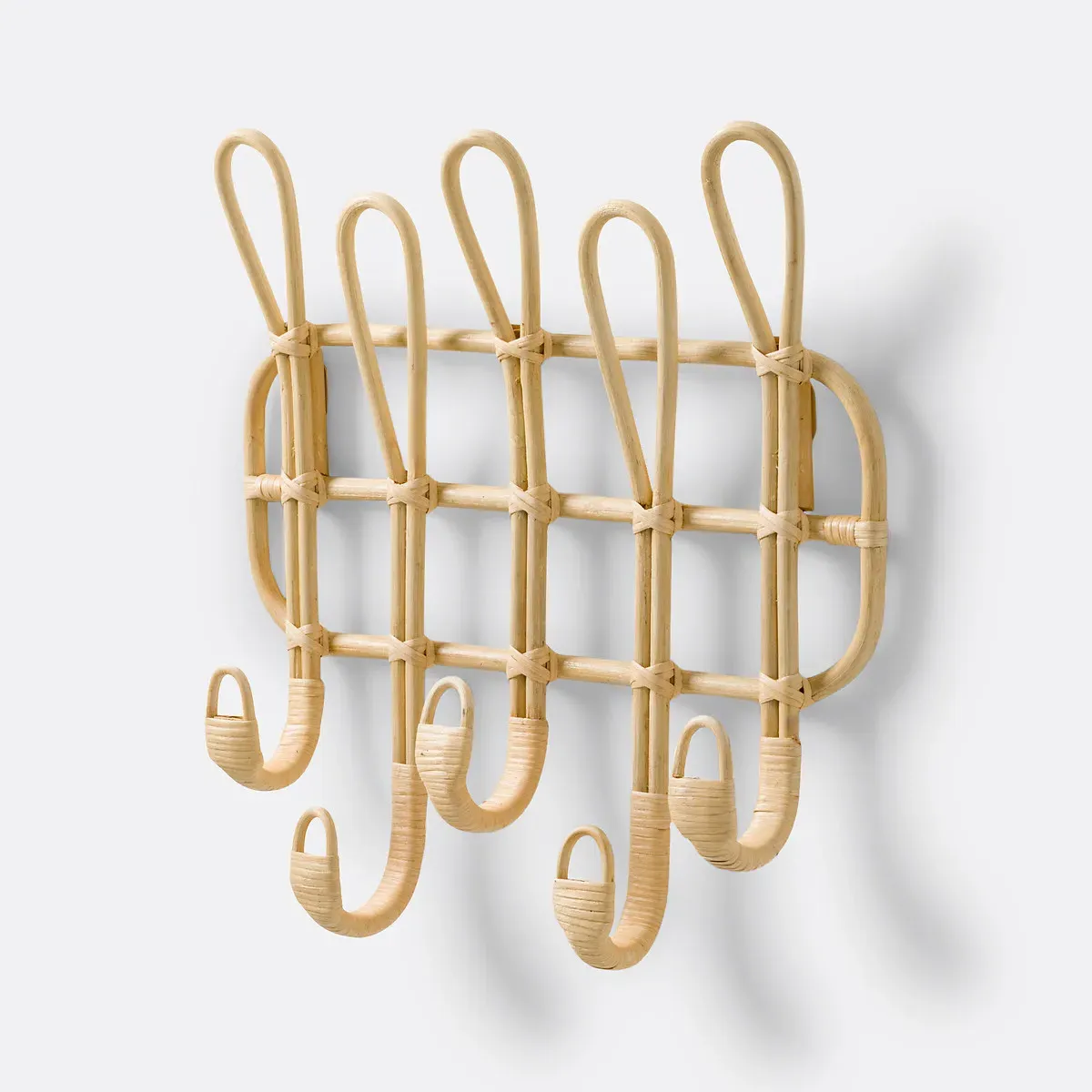 Miya 5 Double Hook Wall Rack - Natural, Rattan product