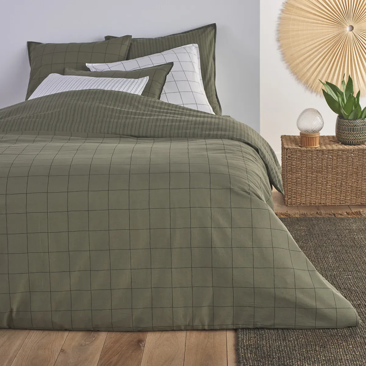 Monille Striped Duvet Cover - Khaki, Washed Cotton product