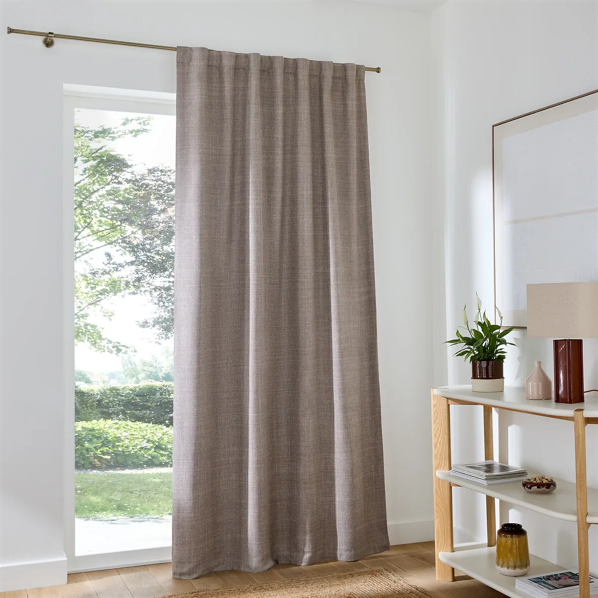 Montego Woven Effect Blackout Curtain - Natural, Polyester alternate view