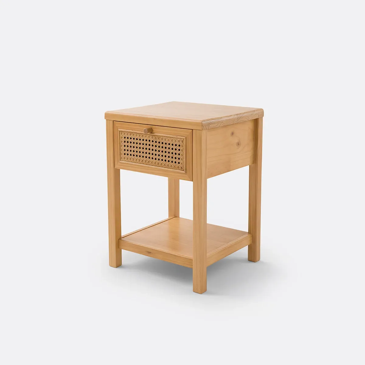 Mora 1-Drawer Bedside Table - Natural, Pine & Rattan Cane product