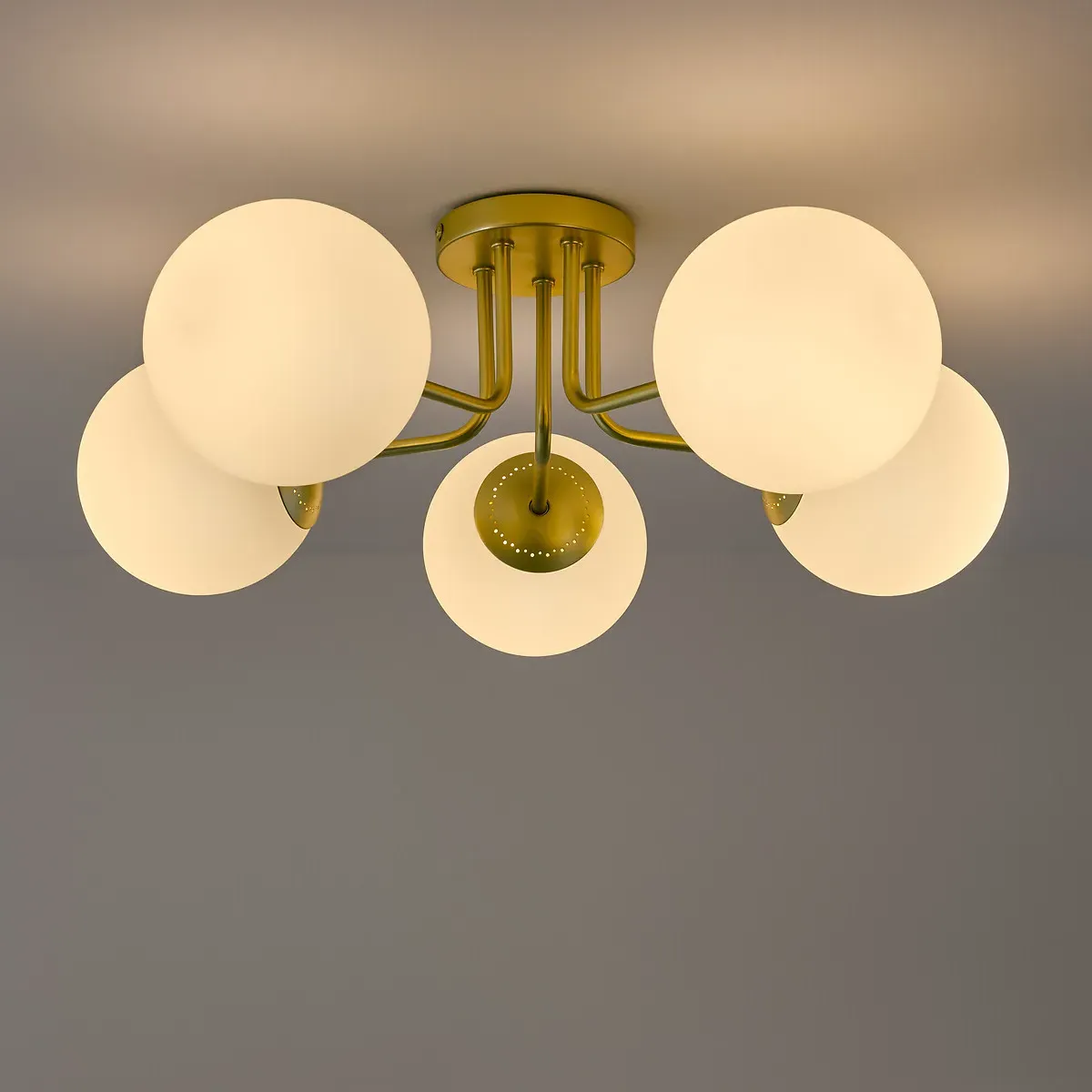 Moricio Brass Opaline Glass Ceiling Light - White alternate view