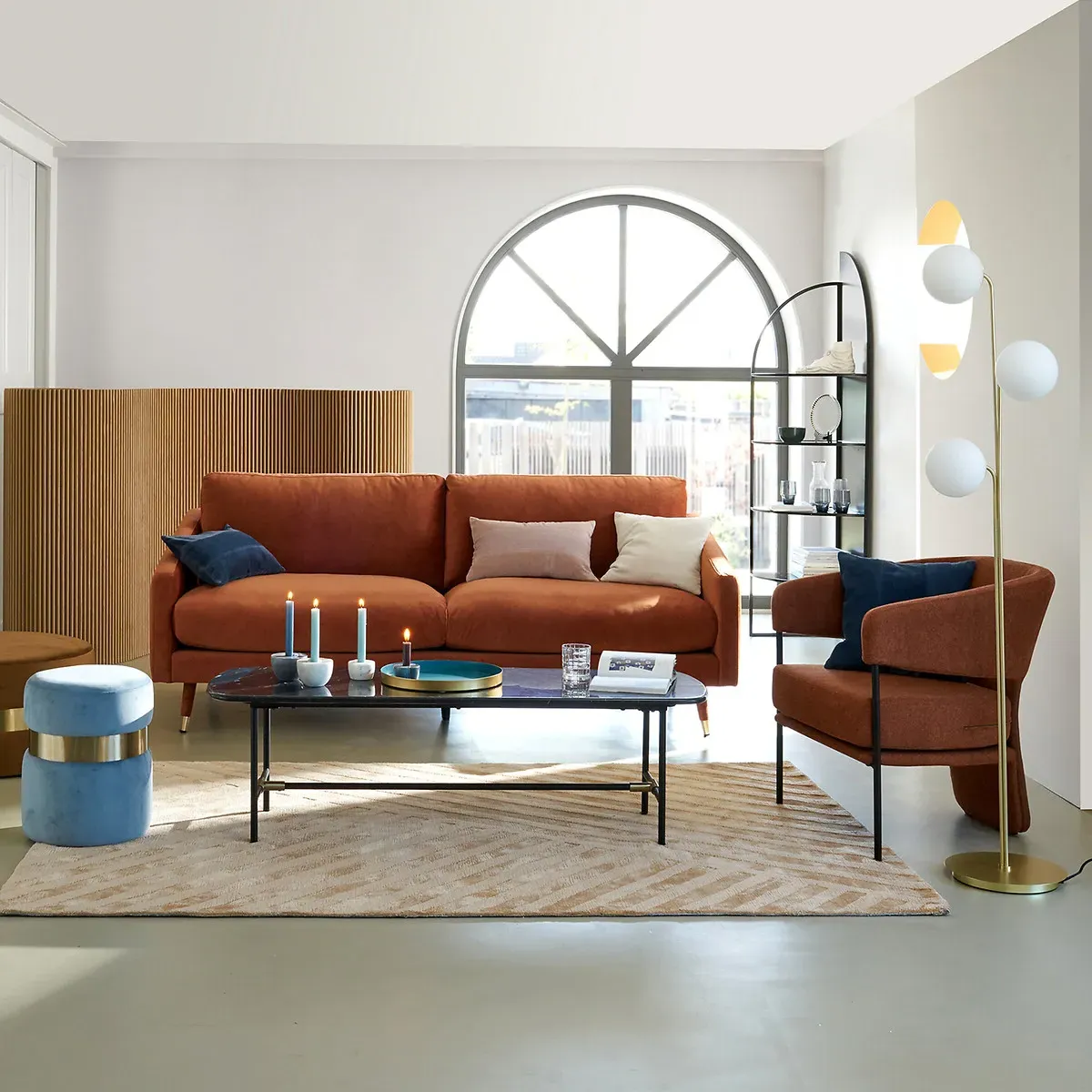 Moricio Floor Lamp - Brass, Opaline Glass alternate view