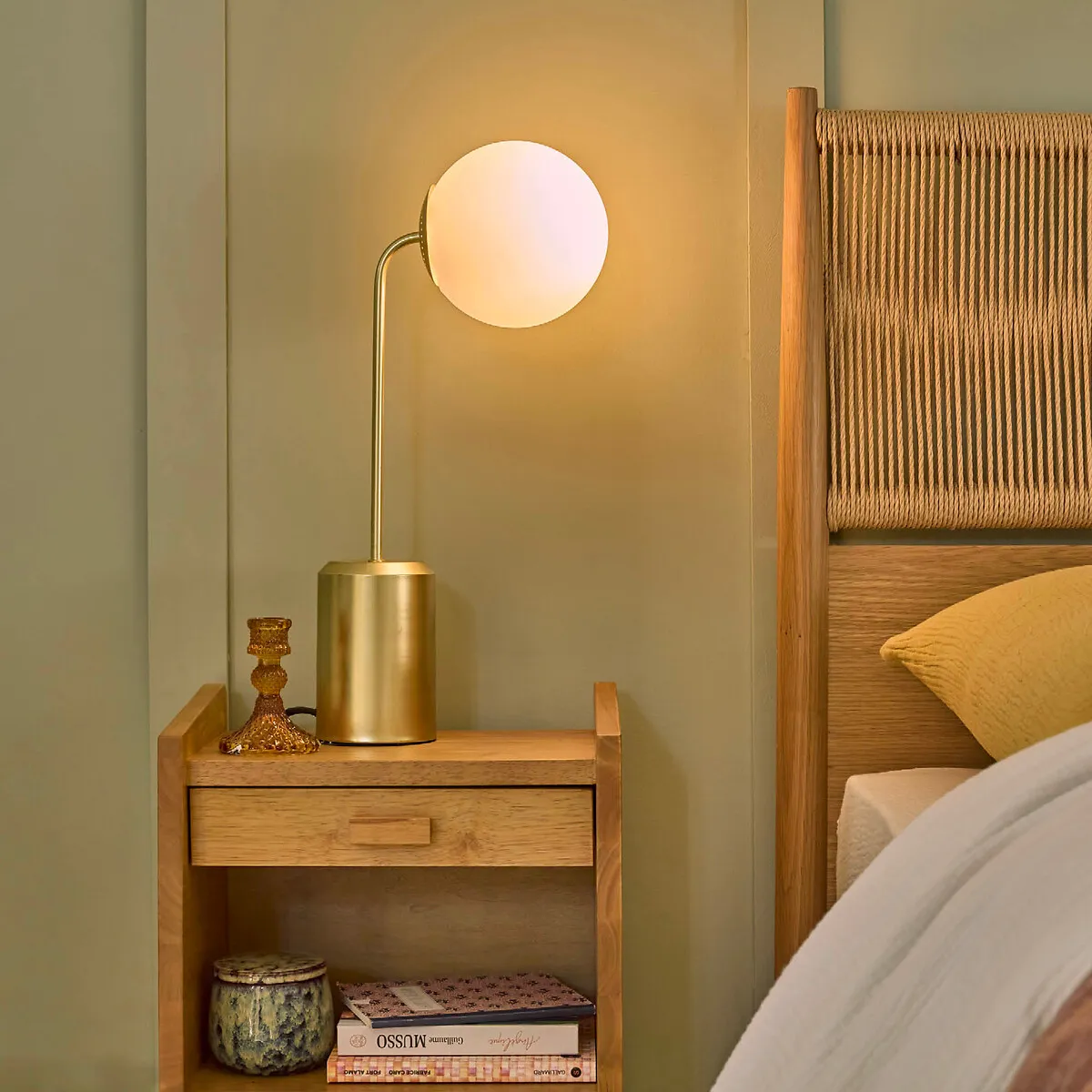 Moricio Opaline Glass Table Lamp - White, Brass alternate view