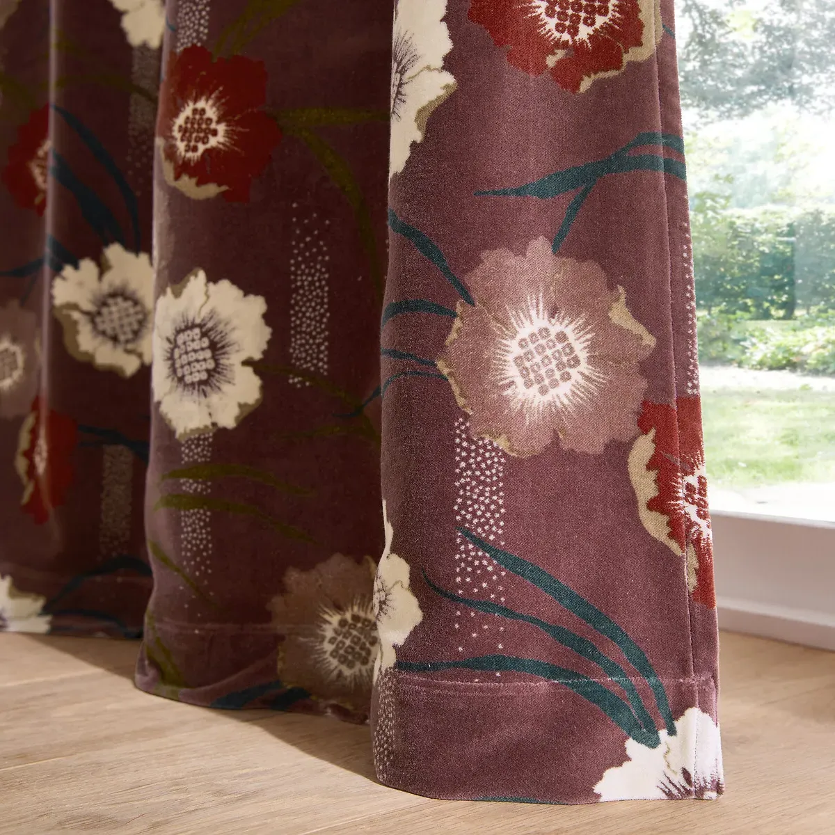 Mowan Curtain with Hidden Tabs - Multi-Coloured, Cotton Velour alternate view
